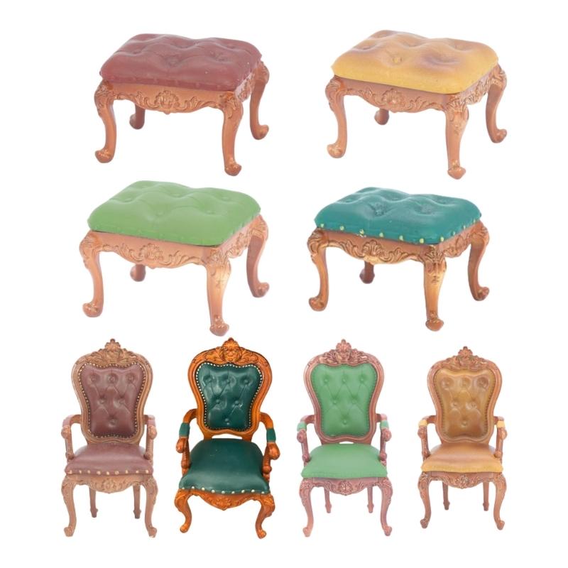 Vintage Chair Toy Figure Model Realistic Vintage Realistic Doll House Pretend Girls Gift Realistic Victorian Chair
