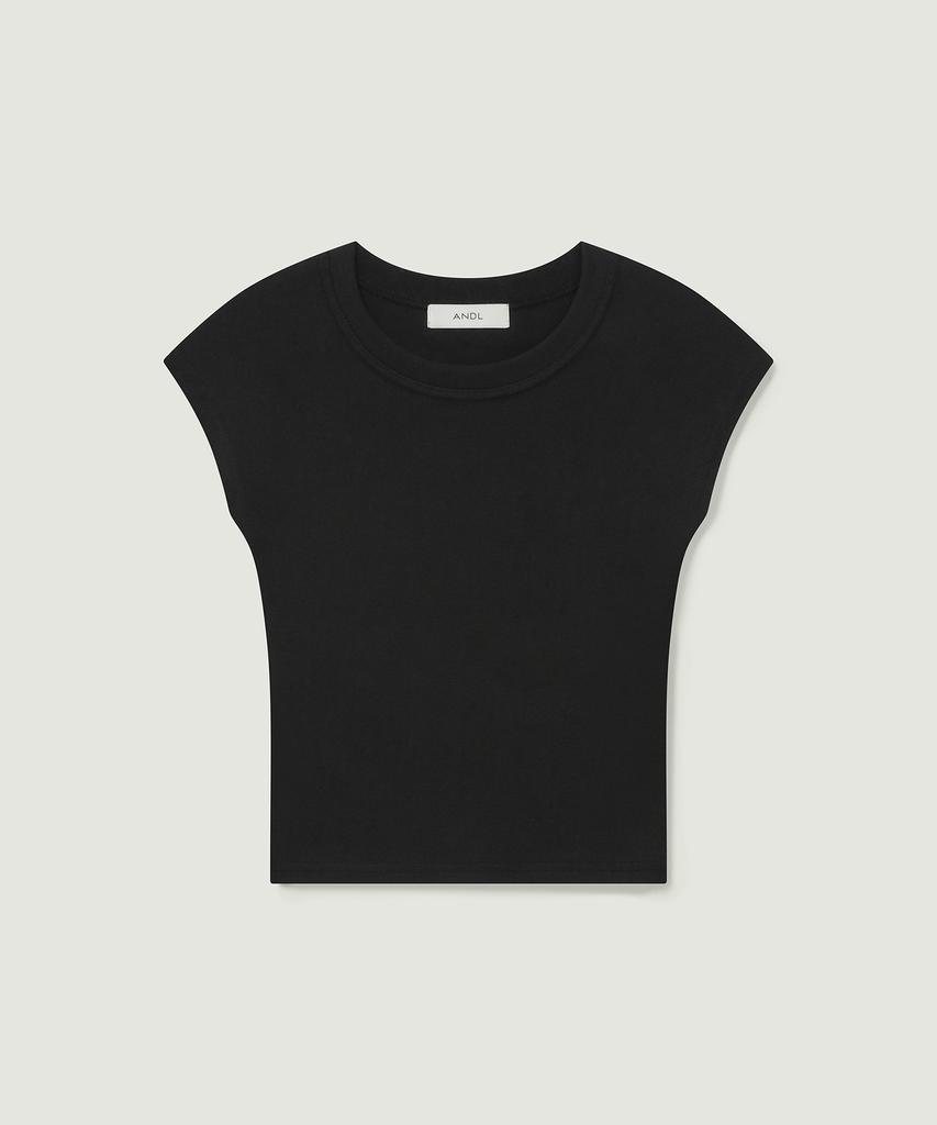 Aendeuel Cap Sleeve Slim T-Shirt - Black