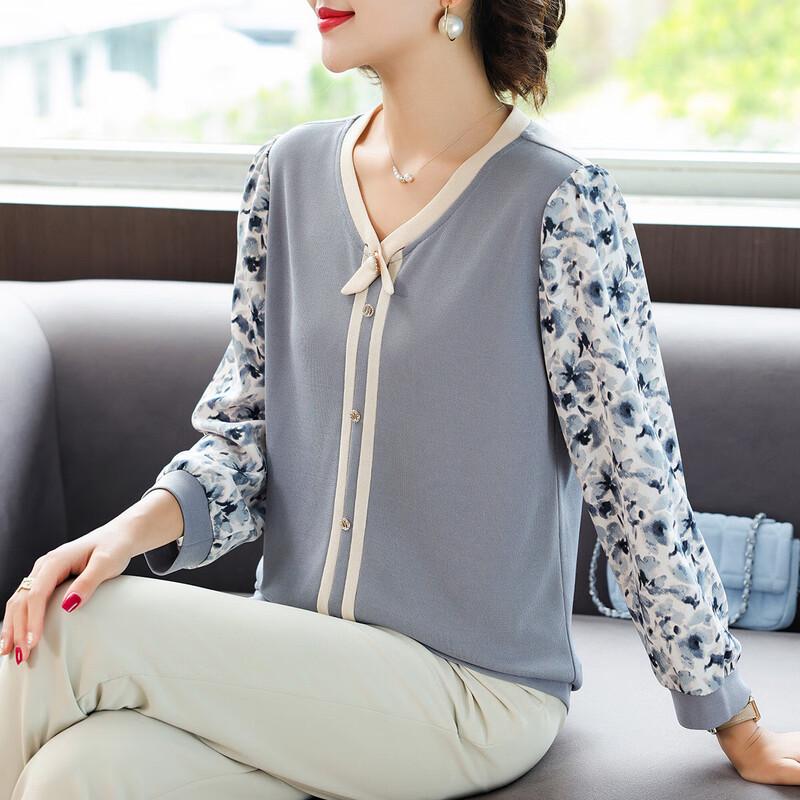 

Baolianduo Women s V-Neck Gauze Sleeve Knitted Top 4XL