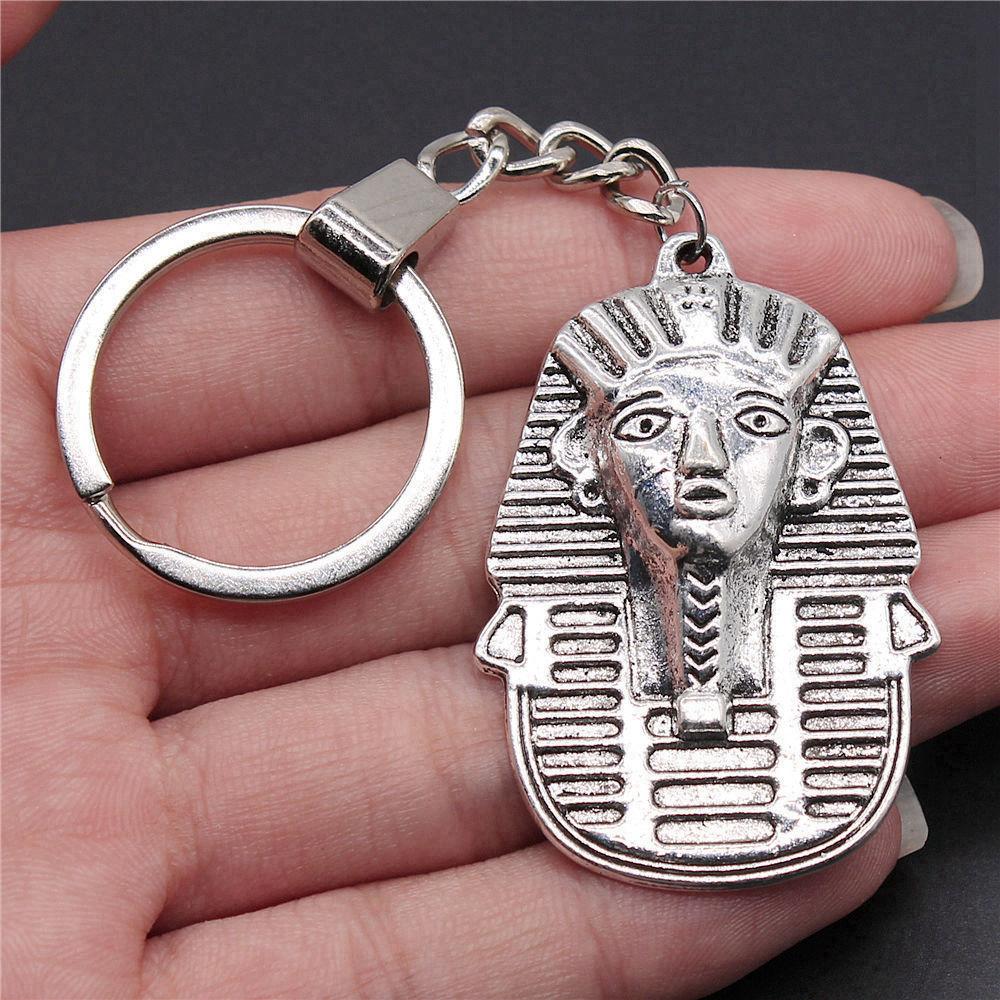 Chiefs Pharaohs Buddha Spiritual Amulet Pendant Antique Bronze Metal Keychain with 30mm Ring for Couples