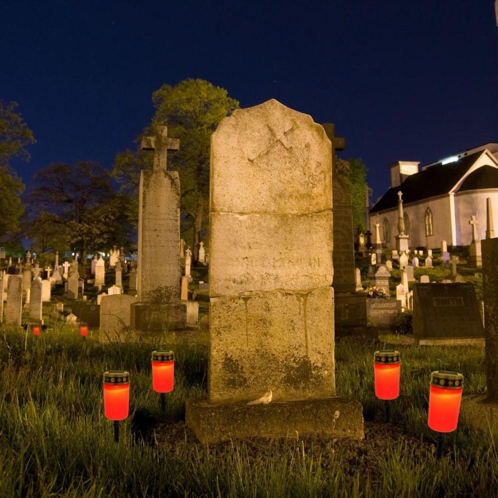 Flameless Solar Cemetery Candle Light Waterproof Electronic Candle Light Grave Memorial Tribute