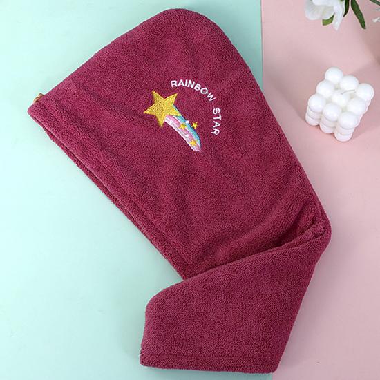 

Coral Velvet Dry Hair Cap Embroidered with Absorbent Dry Hair Towel, Soft Shower Cap, Thickened Headband, Soft and Comfortable single layer фіолетовий