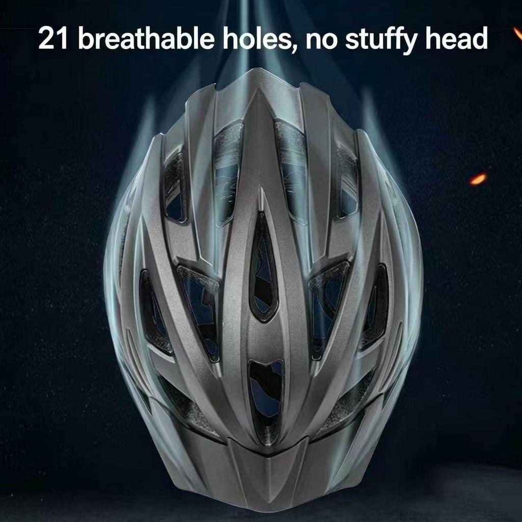 Casco da Bicicletta per Adulti, Casco Integrato per Mountain Bike e Bici da Strada con Visiera Rimovibile, Casco da Ciclismo Sicuro Leggero e Traspirante per Uomini e Donne