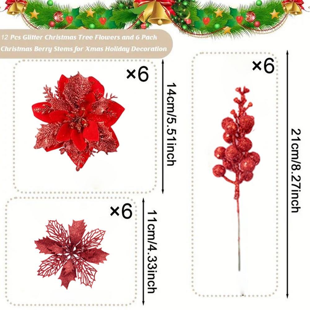 

Christmas Artificial Flowers Festive Decoration Christmas Decoration Branches For Interior Designers Apartment Wreaths Garlands червоний