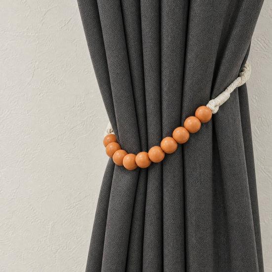 2Pcs Wood Bead Curtain Tiebacks, Curtain Holdbacks for Thin or Thick Window Draperies, Boho Farmhouse Curtain Tiebacks, Curtain Tie Backs for Home
