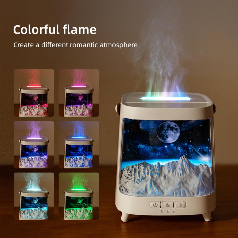Planet Humidifier Night Light 200ML Colorful Flame Essential Oil Diffuser With Remote Table Beside Lamp For Bedroom Decor
