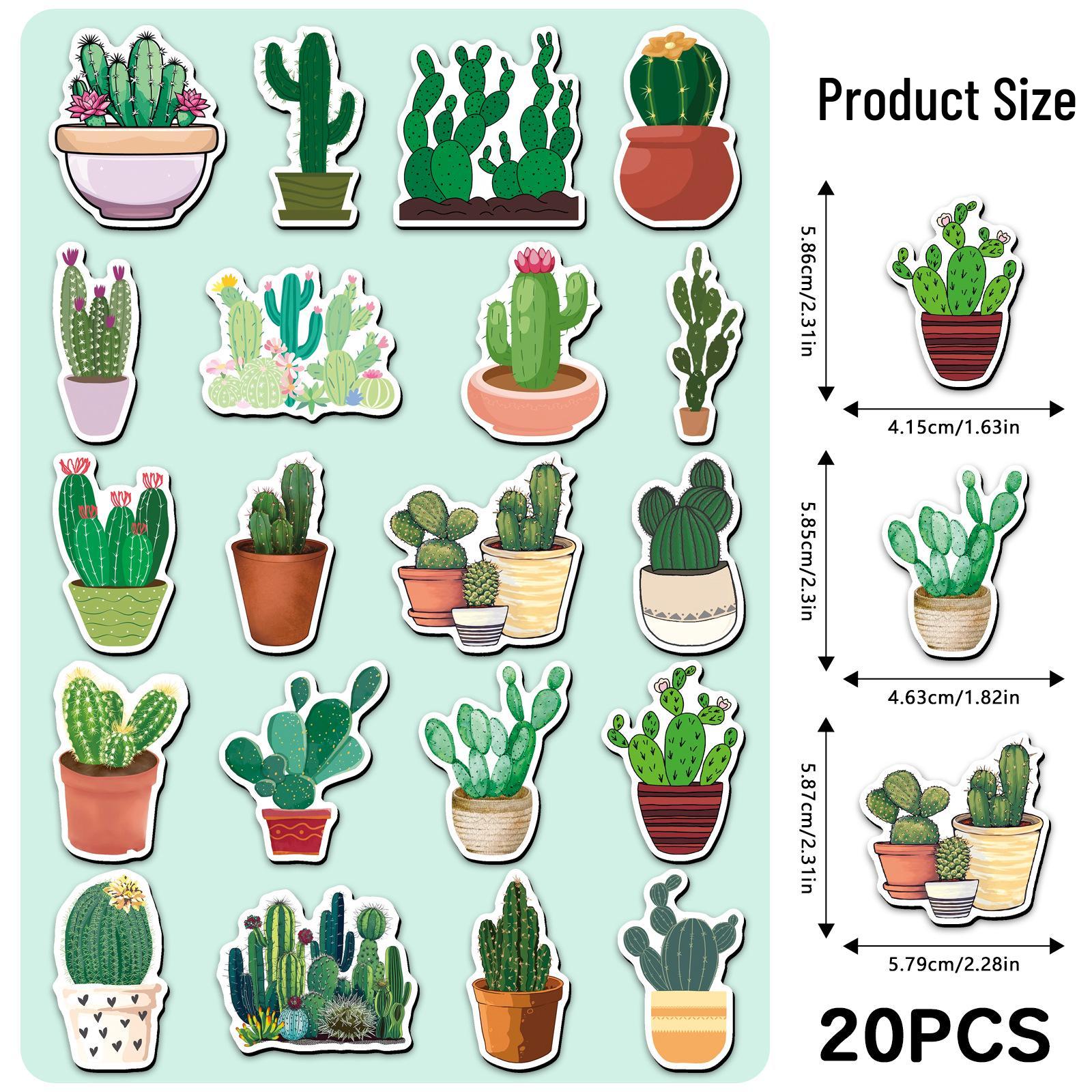 20pcs Cute Cactus Refrigerator Magnets - Soft, Fresh Plant Cartoon Decorative Magnetic Stickers