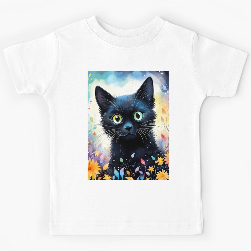 sweet black cat cute kitten Kids T-Shirt 150