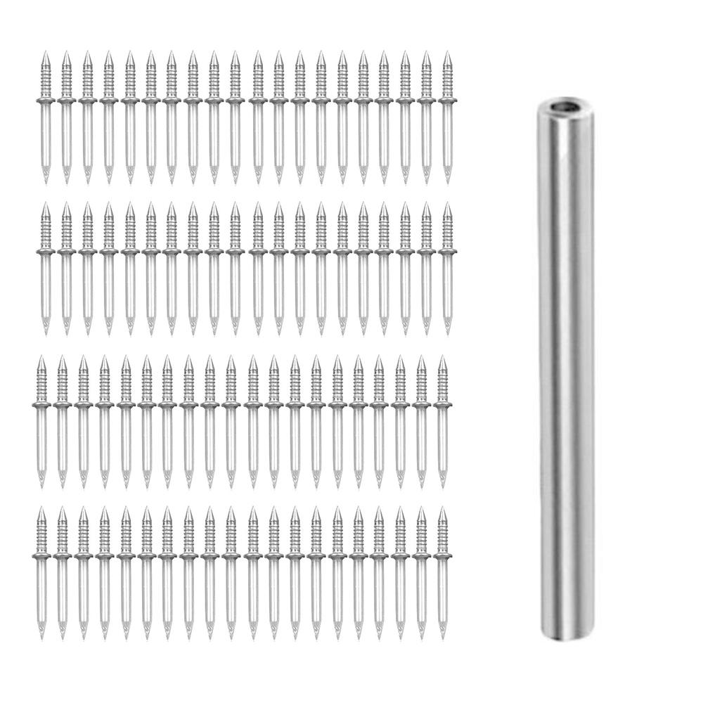100/200Pcs Double-Head Seamless Installation Nail With Sleeve Carbon Nails Steel Thread Hardwar N6D6