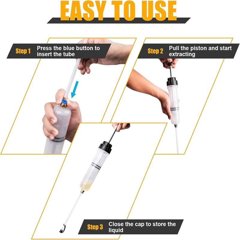 200/500ML Autoöl-Flüssigkeitsabsauger Autoölwechsel-Spritze mit Schlauch Manueller Kraftstoffansauger & Füller Flüssigkeitsölwechsel Evakuierungspumpe