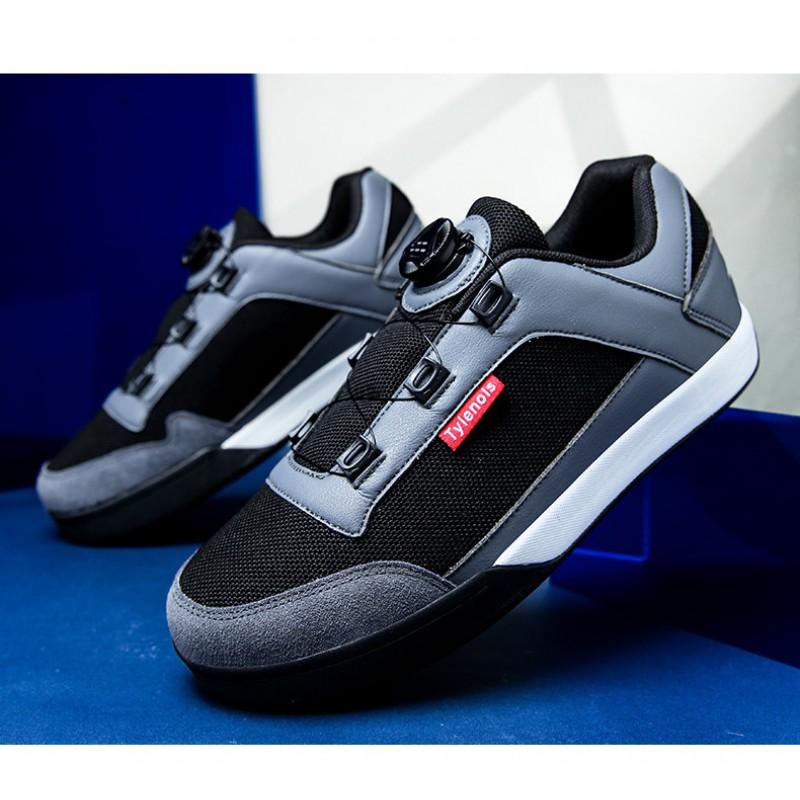 Mens Mountain Bike Cycling Shoes Flat Sole Stiff Rubber Outsole Breathable MTB Clipless Pedal