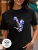 Realistic Flower Print Available In Three Colors 100 Pure Cotton Material Roundneck Shortsleeved Unisexs Tshirt Top