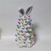 Easter Decoration White Pottery Rabbit Figurines Led Glowing Animal Ornament Rabbit Tree Crafts for Easter Party Decor