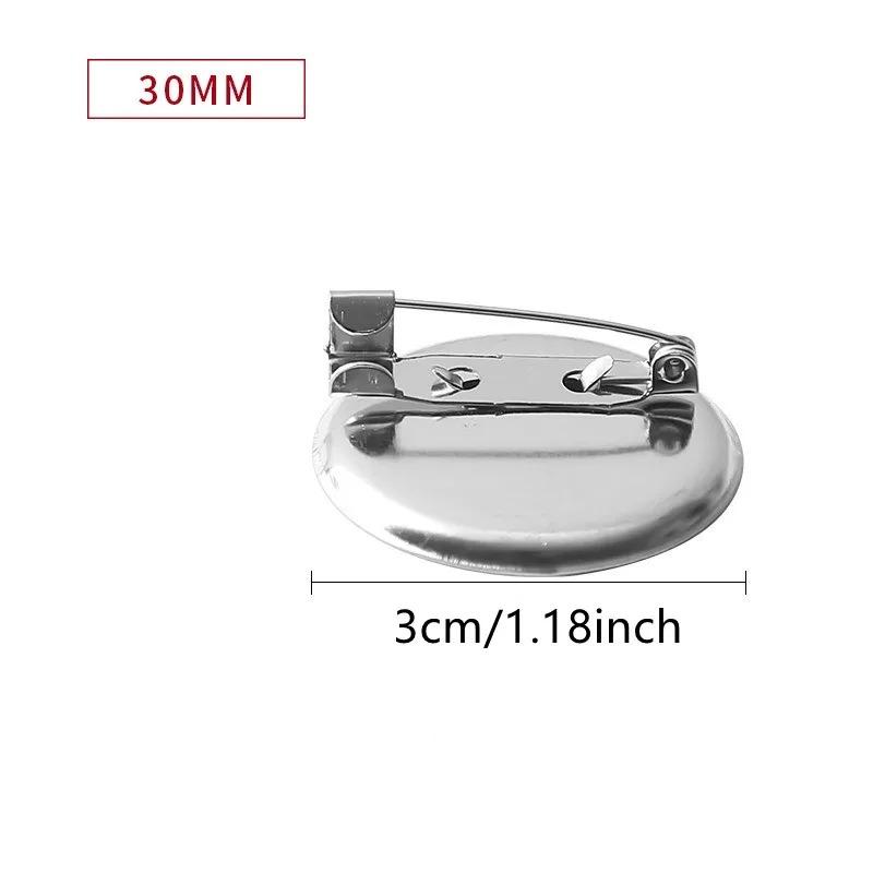 50pcs 15mm/20mm/30mm Silver Brooch Clasps Pin Disk Base Disc Blank Flat Trays for DIY Jewelry Craft Making Accessories