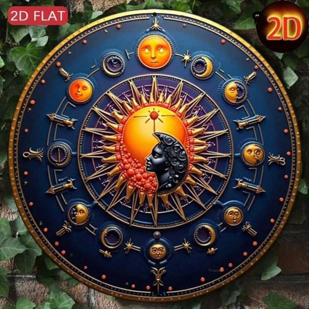 Solar Eclipse Metal Art Sun Moon Stars Wall Decor Bohemian Home Independence Day