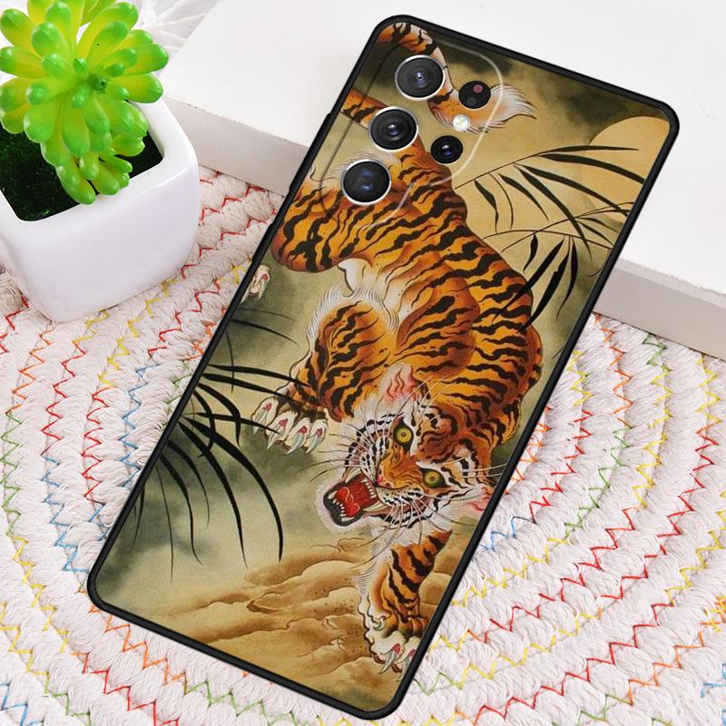 

Japanese Tiger soft Silicone Phone Case For Samsung Galaxy note 10 pro S26 S25 S24 S23 S22 S21 Plus S25Ultra Capa Cover Galaxy S22+ 5G