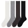 Female Spring and Autumn Solid Color Double Needle Micro Pressure Show Thin Leg Pile Socks