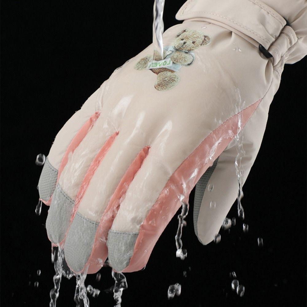 Warm Snow Gloves Waterproof Kids Winter Mittens Cute Children Ski Gloves  Mountaineering