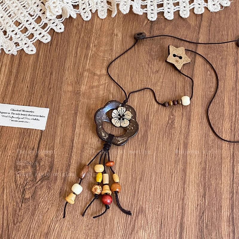 Bohemian Ceramic Necklace: Vintage Ethnic Long Sweater Chain & Zen Choker