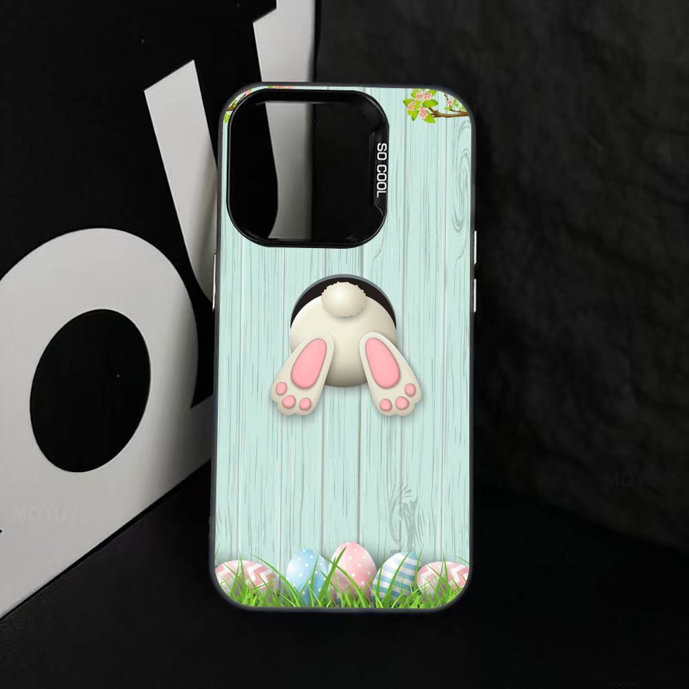 Easter Pattern Phone Case For iPhone 17,16,15,14,13,12,11 Plus,Pro Max,XS,Colorful Silver Black Cover