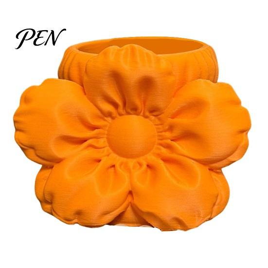 Modern Minimalist Pen Holder Satin Flower Holder, Petal Design Desk Organizer, Durable Stationery PLA Desktop Storage Container, for Home Office
