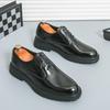 Plus Size Men's Glossy Leather Business Shoes - British Style, Trendy Thick-Soled Formal Wedding Footwear