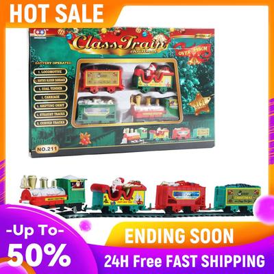 Mini Puzzle Assembled Rail Car Variety Train Railway Track Battery-Powered Santa Claus for Boys Girls