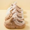 2025 Cute Bowknot Fur Slippers Women Winter Waterproof Thick Bottom Cotton Padded Shoes Woman Platform Warm Plush Slides Shoes