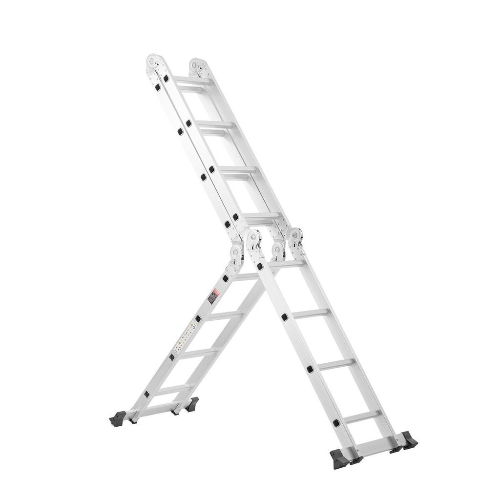 Multi-Purpose Folding Ladder 7-in-1 4 Step 15.5ft Reach Height for Work