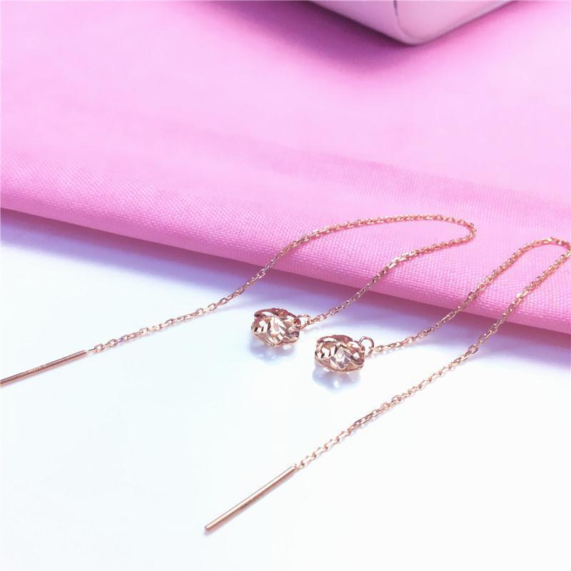 

Starfuo 585 Фиолетовое и Российское Розовое Золото Сверкающие Серьги-Продевки в виде Цветка