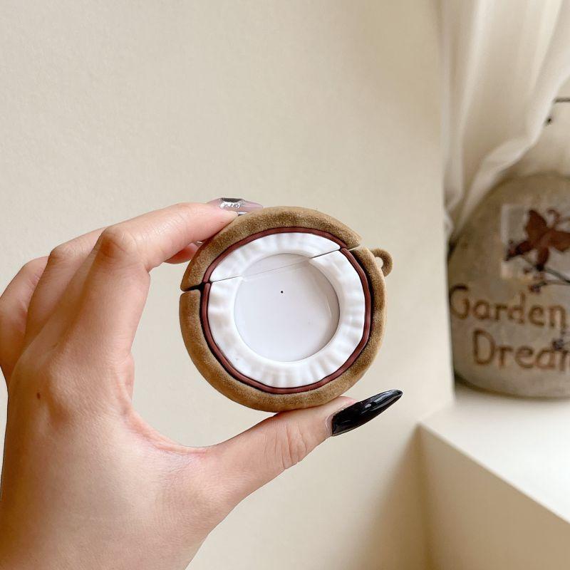 

Case Wireless Bluetooth Airpods4 Generation Earphone Case Creative New Three Generations Silicone Soft Case Apple Airpods1/2 Earphone Sleeves Apple Airpods 3 [Coconut] single shell