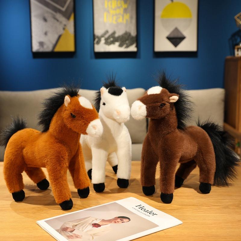 Cute Simulation Brown Pony Doll Plush Toy Foal Zodiac Horse Doll Children Soothing Doll