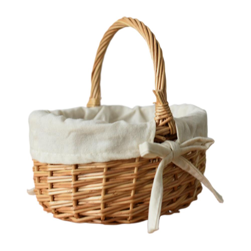 

Wicker Picnic Basket with Handle Storage Basket Picnic Hamper for Storage and Decoration жёлтый