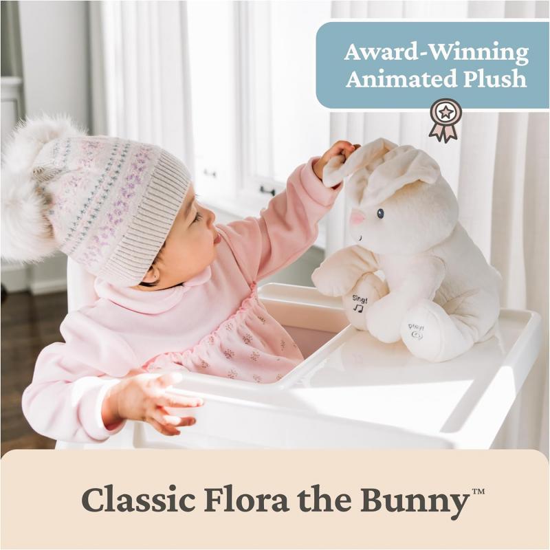 Interactive Musical Plush Bunny Toy with Sound & Light Effects, Soothing Stuffed Animal for Babies 0+ Months, Cream Color