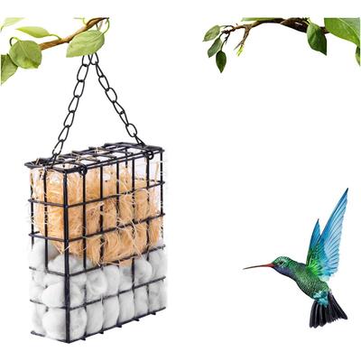 Bird Nesting Material Set Globe Humming Bird Nesters Hanging Bird House for Outdoor Wild Bird Nesting Station Cozy Resting Place, Black