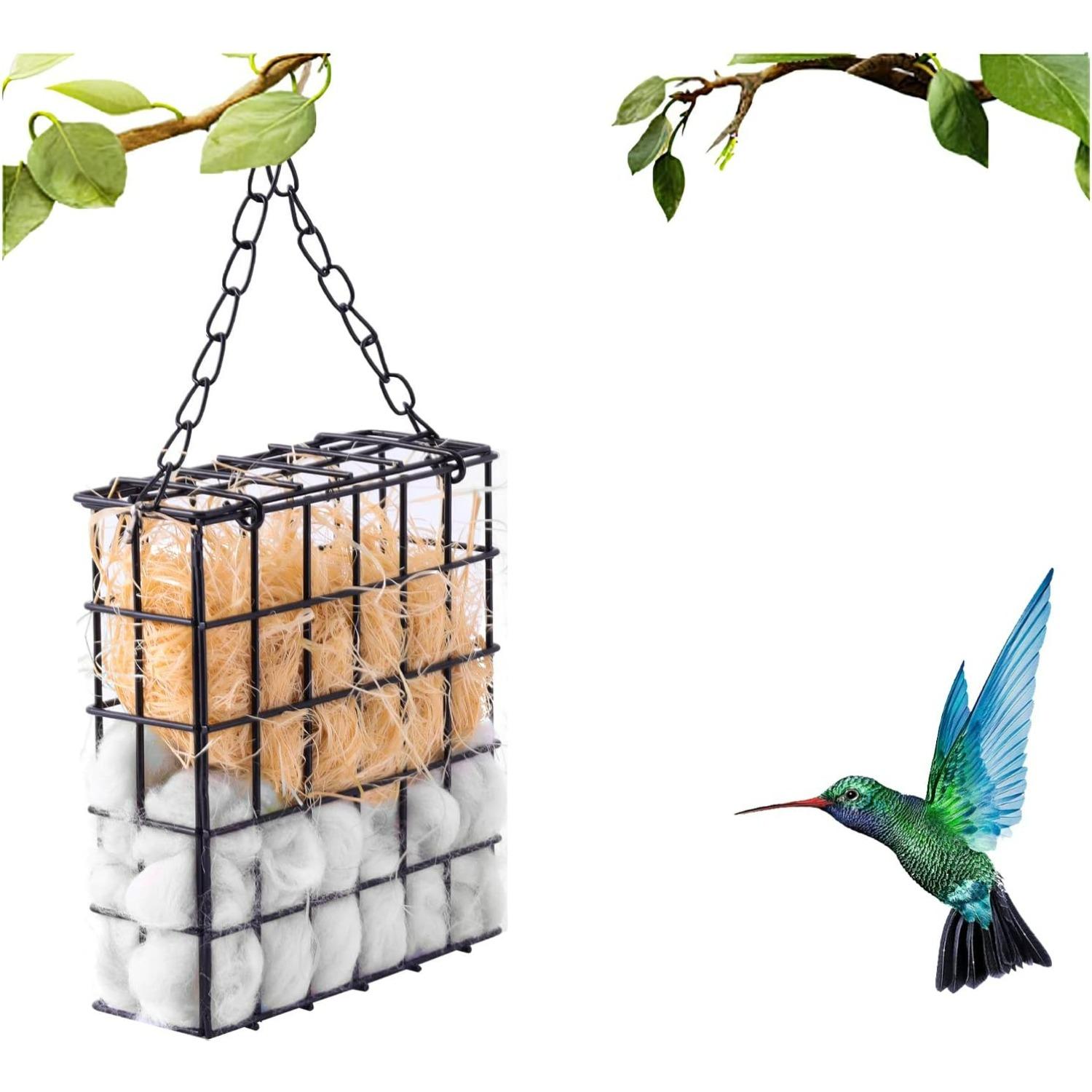 

Bird Nesting Material Set Globe Humming Bird Nesters Hanging Bird House for Outdoor Wild Bird Nesting Station Cozy Resting Place, black чёрный