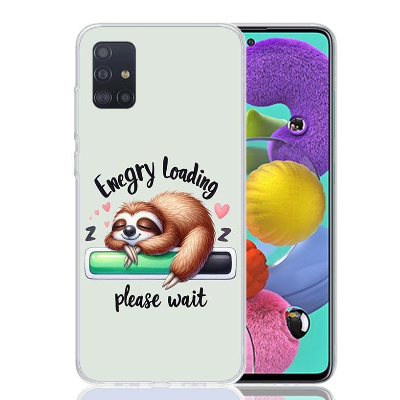 Animal Cute Cartoon Sloth Coffee Phone Case For Samsung Galaxy A52 A32 A22 A12 A02S A50S A30S A51 A31 AA71 Note 20 Ultra 10 S10