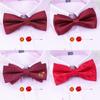 Men'S Korean Banquet Groom Wedding Best Man British Bow Tie Brooch Set Burgundy Bow Red Bow Tie