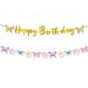 Happy Birthday Banner With Butterfly Dancing Flowers Hanging Pendant Garlands Girls 1St Happy Birthday Party Decorations