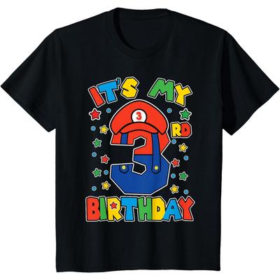 Kids 3rd Birthday Super Gamer Gaming Theme Birthday Party Boys T-Shirt