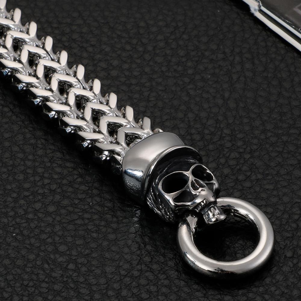 Stainless Steel Mesh Hand Skull Bracelet Man Rock and Roll Metal Wristband Bangle Link Chain Men's Party Jewelry Best Friends
