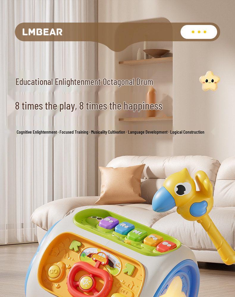 Baby Musical Hand Drum Toy - Educational 6-Sided Cube for 0-1 Year Olds