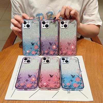 Vhodné pro IPhone16 Secret Garden Telefonní pouzdro Galvanizované TPU, Apple 15pro Gradientní Třpytivé 14 Vodní Diamant Měkké Pouzdro