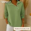 JPNTKY Women's Fashion Casual Solid Color Print Long Sleeve Blouses & Shirts