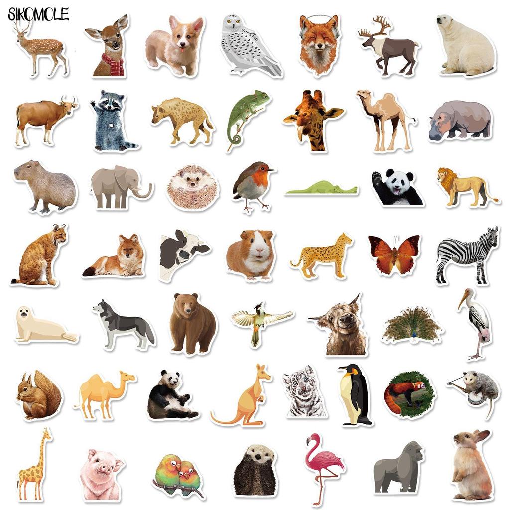 10 30 50PCS Cartoon Zoo Wild Animals Stickers Kawaii Dog Pig DIY Kids Toys Phone Skateboard Laptop Decals Graffiti Sticker F5