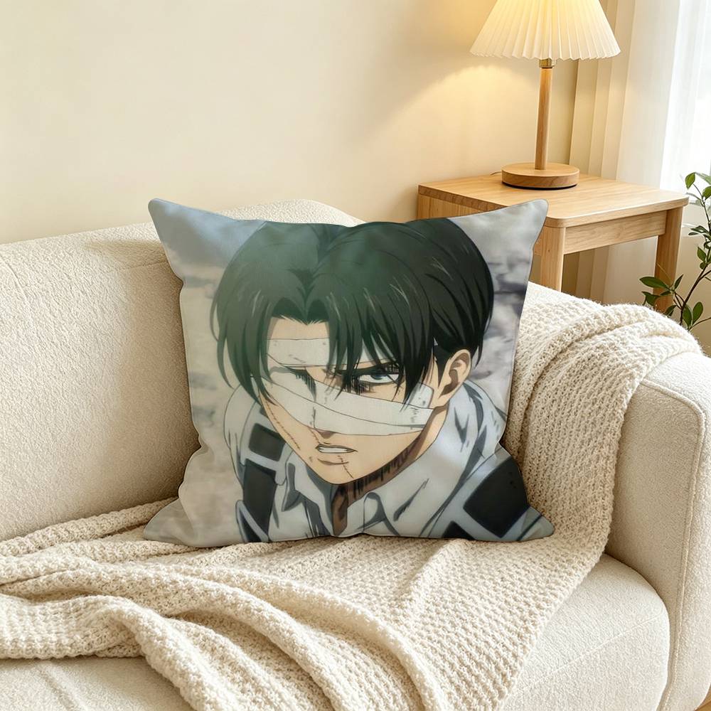 A-Attack on Titan Levi Ackerman Square Double-Sided printed Pillow Case Bedroom Bedside Pillow Sofa Cushion Cover