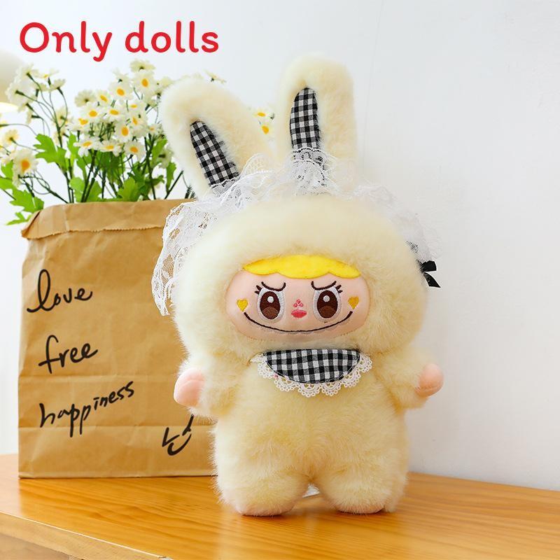 

Плюшевая кукла с клетчатым шарфом и кружевной отделкой для детского подарка и 30cm жёлтый