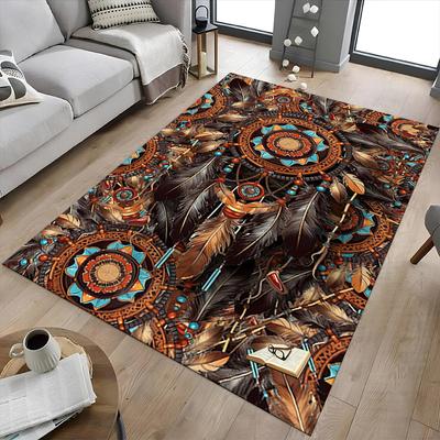 1PC Dreamcatcher Feathers Anti-slip Carpet, Suitable for Office, Bedroomand Playrooms. It Can Also Be Used As a Sofa Footrest cover-W105