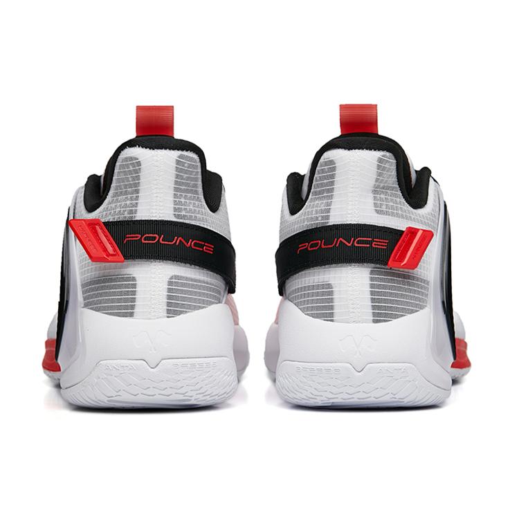 New Anta Swoosh 2.0 Anti Slip Wear Resistant Low Top Performance Basketball Shoes Men's White Red Black 112231606-4