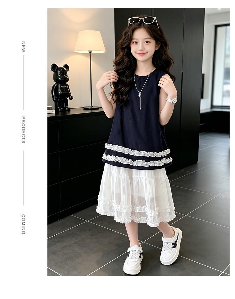 Girls' Lace Patchwork Sleeveless Dress